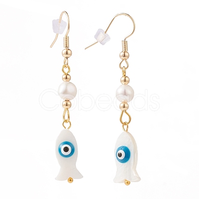 Fish with Evil Eye Dangle Earrings EJEW-JE04416-02-1