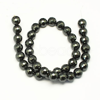 Non-magnetic Synthetic Hematite Beads Strands G-S084-8mm-1