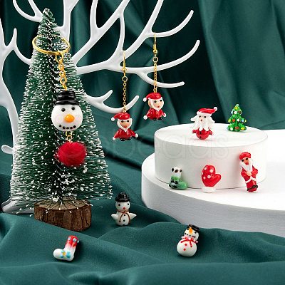 20Pcs 10 Style Christmas Themed Handmade Lampwork Beads LAMP-LS0001-09-1