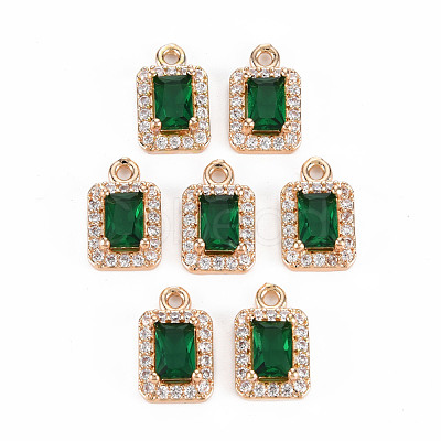 Rack Plating Brass Micro Pave Clear Cubic Zirconia Charms X-KK-T060-13-RS-1