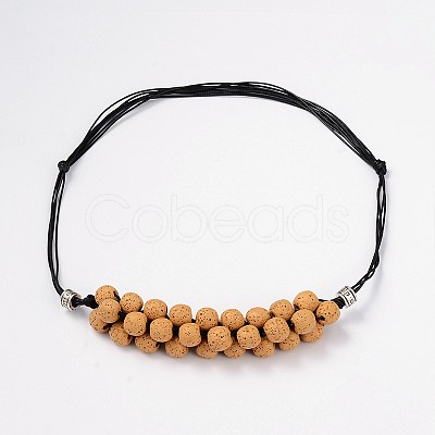 (Jewelry Parties Factory Sale)Lava Rock Beaded Necklaces NJEW-D204-04-1