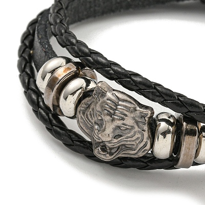 PU Imitation Leather Cord Triple Layer Multi-strand Bracelets BJEW-P329-04B-AS-1