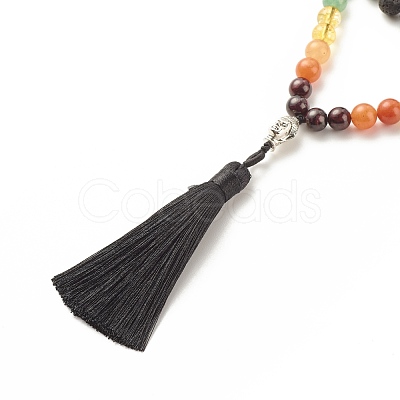 7 Chakra Buddhist Necklace NJEW-JN03895-01-1