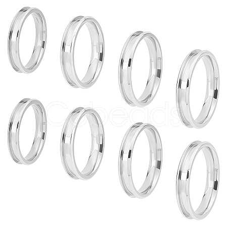 Unicraftale 8Pcs 4 Size 304 Stainless Steel Grooved Finger Ring Settings STAS-UN0034-98-1