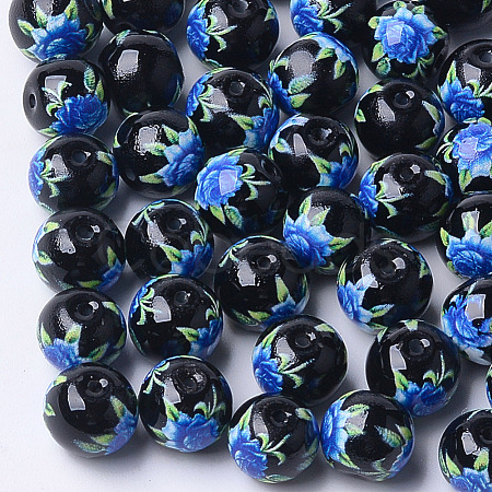 Printed & Spray Painted Glass Beads GLAA-S047-03A-15-1