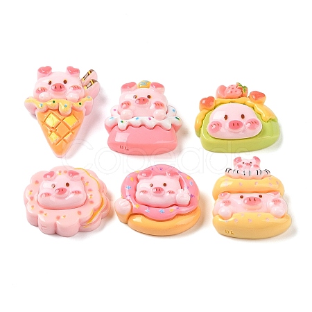 Piggy Food Theme Opaque Resin Imitation Food Decoden Cabochons RESI-S396-15-1