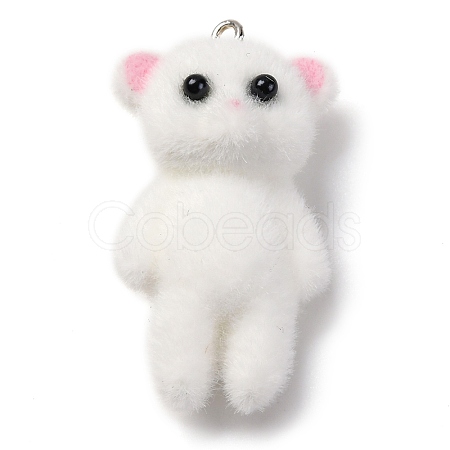 Bear Flocky Resin Pendants RESI-S010-06A-1