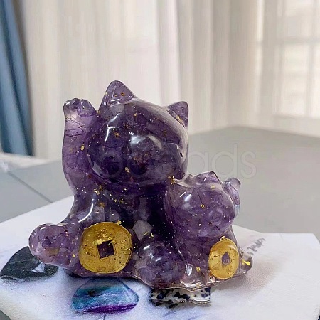 Gold Foil Resin Fortune Cat Display Decoration PW-WG49439-08-1