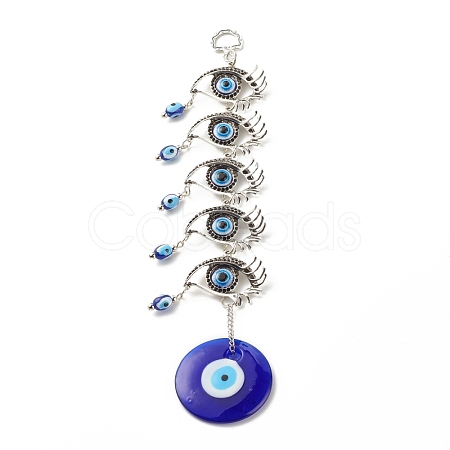 Glass Turkish Blue Evil Eye Pendant Decoration HJEW-I008-04AS-1