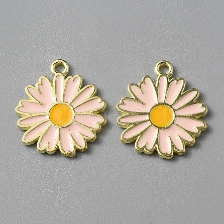 Light Gold Plated Alloy Enamel Pendants ENAM-WH0001-36LG-04-1