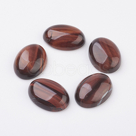 Natural Dyed & Heated Red Tiger Eye Flat Back Cabochons G-G741-13x18mm-13-1