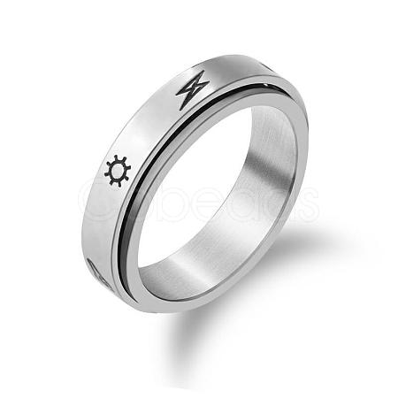 Sun & Cloud & Bolt Lightning Alloy Rotating Finger Ring PW-WG83216-04-1