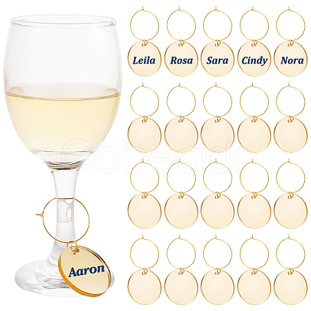 Acrylic Flat Round Wine Glass Charms AJEW-AB00115-1