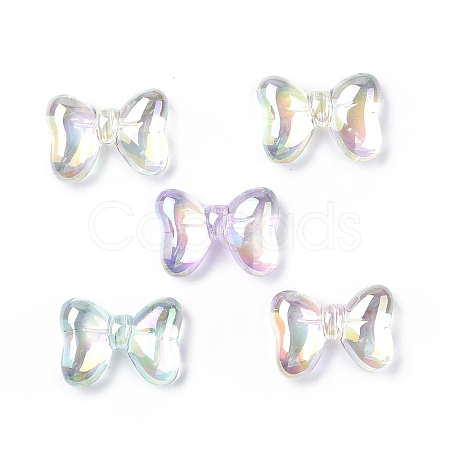 UV Plating Rainbow Iridescent Acrylic Beads OACR-H015-06-1