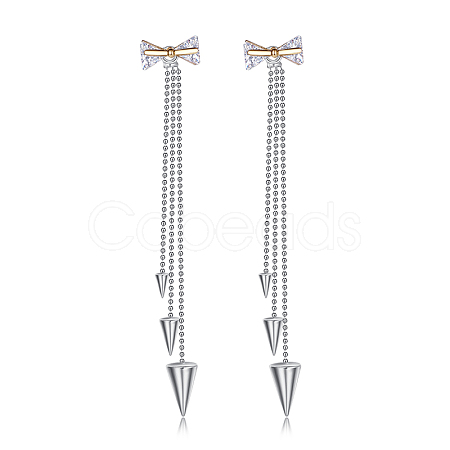 Eco-Friendly Brass Micro Pave Cubic Zirconia Dangle Stud Earring EJEW-EE0004-16GP-1
