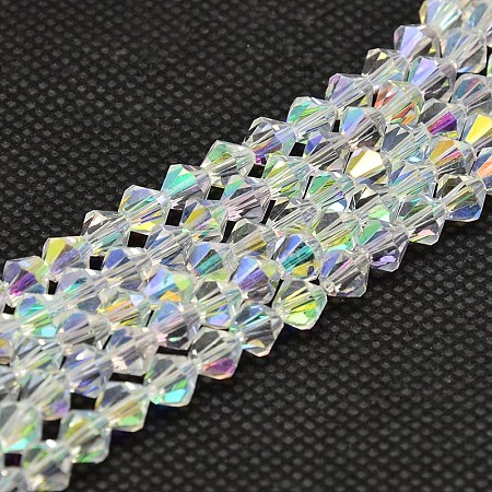 Imitate Austrian Crystal Electroplate Bicone Glass Bead Strands X-GLAA-F029-5x5mm-A01-1