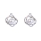 Alloy Rhinestone Pendants, with Plastic Imitation Pearl, Platinum, Heart, 25~30mm