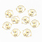 304 Stainless Steel Links Connectors, Laser Cut, Flat Round with Cat, Real 18K Gold Plated, 15x18x1mm, Hole: 0.8mm