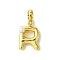 Rack Plating Brass with ABS Plastic Pearl European Dangle Charms, Large Hole Pendants, Long-Lasting Plated, Lead Free & Cadmium Free, Real 18K Gold Plated, Letter R, 23mm long, hole: 5mm, pendant: 15x11x5mm