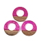 Resin & Wood Pendants, Ring Charms, Fuchsia, 37.5x3.5mm, Hole: 2mm