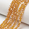 Electroplate Glass Beads Strands, Half Plated, Rainbow Plated, Faceted, Rondelle, Orange, 4x3mm, Hole: 0.4mm, about 123~127pcs/strand, 16.5~16.9 inch(42~43cm)