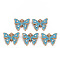 Alloy Enamel Pendants, with Crystal Rhinestone, Light Gold, Cadmium Free & Nickel Free & Lead Free, Butterfly, Sky Blue, 15x19x4mm, Hole: 1.4mm