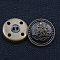 Brass Shank Buttons, Flat Round with Flower Pattern, Antique Bronze, 18mm