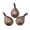 Natural Rhodonite Pendants, Brass Teardrop Charms, Red Copper, Lead Free & Cadmium Free, 30x19.5x7.5mm, Hole: 5x8mm