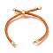 Braided Cotton Cord Slider Bracelet Making, with Rack Plating Brass Findings, Real 18K Gold Plated, Tomato, 8-5/8x1/8 inch(22x0.3cm), Hole: 2mm