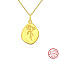 Birth Flower Style 925 Sterling Silver Pendant Necklaces, Real 14K Gold Plated, 17.91 inch(45.5cm)