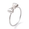 Non-Tarnish 304 Stainless Steel Bowknot Finger Ring for Women, Stainless Steel Color, US Size 6~9(16.5~18.9mm)