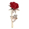 Valentine's Day Rose Flower Zinc Alloy Crystal Rhinestone Brooches, Flower Enamel Pins, FireBrick, 56x26mm