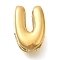 Ion Plating(IP) 304 Stainless Steel Slide Charms, Real 14K Gold Plated, Letter U, 8.5x6x4.5mm, Hole: 4x1.5mm and 3x1.5mm