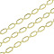 Rack Plating Brass Link Chains, Long-Lasting Plated, Cadmium Free & Lead Free, Unwelded, with Spool, Golden, 6x3x0.5mm