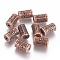 Tibetan Style Alloy Flower Pattern Column Beads, Cadmium Free & Nickel Free & Lead Free, Red Copper, 17x10mm, Hole: 2.5mm