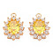 Brass Micro Pave Cubic Zirconia Charms, Real 18K Gold Plated, Nickel Free, Oval, Gold, 15x11x5mm, Hole: 1.5mm