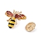 Little Bee Enamel Pins, Zinc Alloy Rhinestone Insect Brooches for Backpack Clothes, Yellow, Golden, 33.5x20.5mm