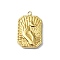 Ion Plating(IP) 304 Stainless Steel Pendants, Rectangle with Hand Charm, Real 18K Gold Plated, 19.5x12x2.5mm, Hole: 1.6mm