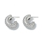 Spiral Rings Brass Stud Earrings for Women, Real Platinum Plated, 25x8mm