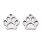 Non-Tarnish 201 Stainless Steel Pendants, Laser Cut, Manual Polishing, Paw Print, Stainless Steel Color, 13x12x1mm, Hole: 1.4mm