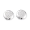 Brass Micro Pave Clear Cubic Zirconia Charms, Long-Lasting Plated, Flat Round with Heart, Platinum, 12x11.8x5mm, Hole: 4x5mm