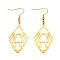 201 Stainless Steel Dangle Earrings, Golden, 61mm, Pin: 0.6mm