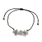 Natural Labradorite Braided Bead Bracelets, with Brass Beads, Chip, Inner Diameter: 2-7/8 inch(7.3cm), 1pc/style