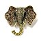 Vintage Elephant Alloy Rhinestone Brooches for Backpack Clothes, Antique Golden, Light Colorado Topaz, 35x36.5mm