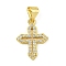 Rack Plating Brass Pave Cubic Zirconia Pendants, Lead Free & Cadmium Free, Real 18K Gold Plated, Long-Lasting Plated, Real 18K Gold Plated, 17x12.5x2mm, Hole: 4x3.5mm