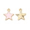 Alloy Enamel Pendants, Cadmium Free & Nickel Free & Lead Free, Star Charm, Golden, Pink, 18x15.5x1.5mm, Hole: 1.8mm