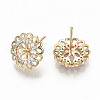 Brass Micro Pave Clear Cubic Zirconia Stud Earring Findings KK-T062-52G-NF-3