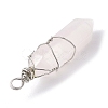 Natural Rose Quartz Copper Wire Wrapped Faceted Pendants PALLOY-JF02474-02-3