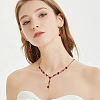 ANATTASOUL Siam Rhinestone Rose Flower Dangle Stud Earrings & Link Chain Bracelet & Lariat Necklace SJEW-AN0001-13-4