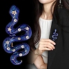 Glitter Snake Alloy Blue Enamel Safety Pin Brooch PW-WG20B7C-01-4